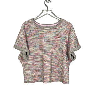Anthropologie | Saturday Sunday Colorful Thread Cropped Short Sleeve Sweater